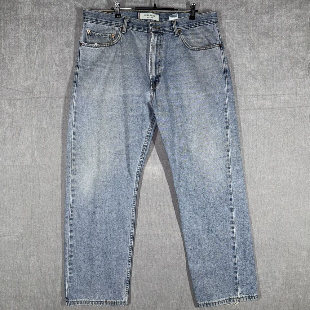 Levis 505 Regular Fit Jeans Mens W38 L30 Straight Leg Light Wash 100% Cotton